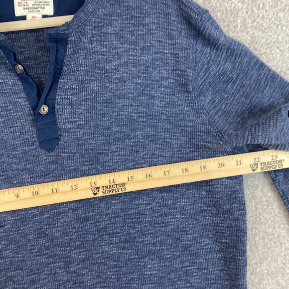 Lucky Brand thermal Lived In Henley tee blue XL unisex y2k waffle knit grunge - Picture 6 of 8